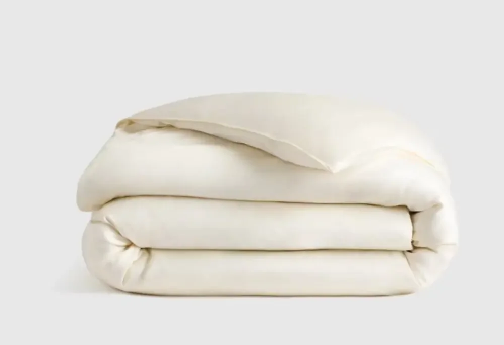 Quince Full Queen Bamboo Duvet Cover 100% Organic Ivory Cream  NEW